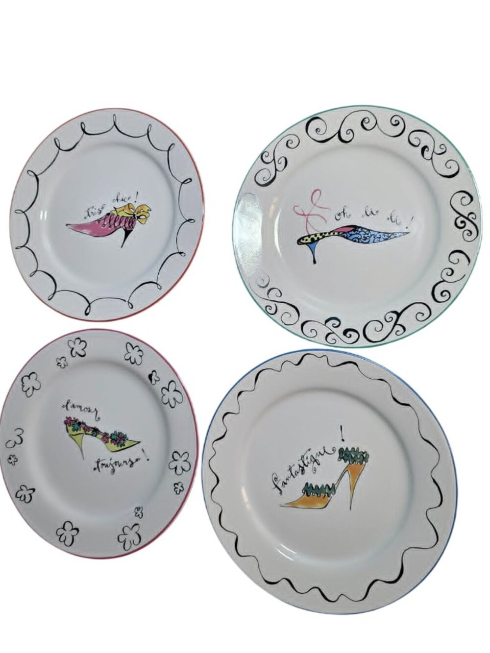 Vintage Rosanna "Haute Shoes" 8-inch Ceramic Salad/Dessert Plates